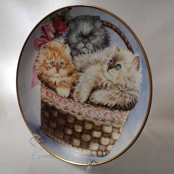 Adorable Franklin Mint Three Little Kittens Display Plate, Artist K Duncan 1991 - Picture 3 of 6